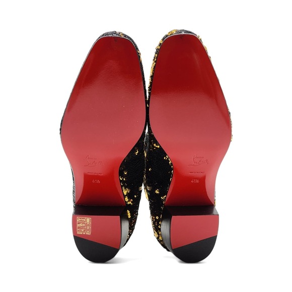 Christian Louboutin Paillettes Disco 70s Ankle Boots Black Gold 41.5 8.5 $1450 - Picture 7 of 8